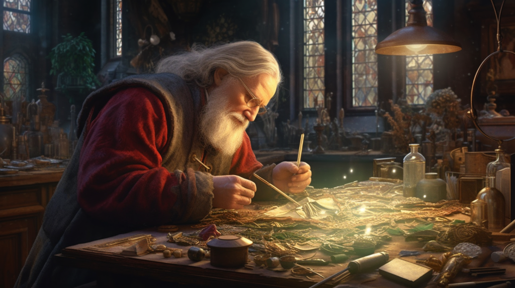 Discover the meticulousness of a backlink audit through this hyper-realistic work of art. Inspired by Leonardo da Vinci's drawings and Proportione's color palette, this image captures the essence of detailed analysis in the world of SEO.
