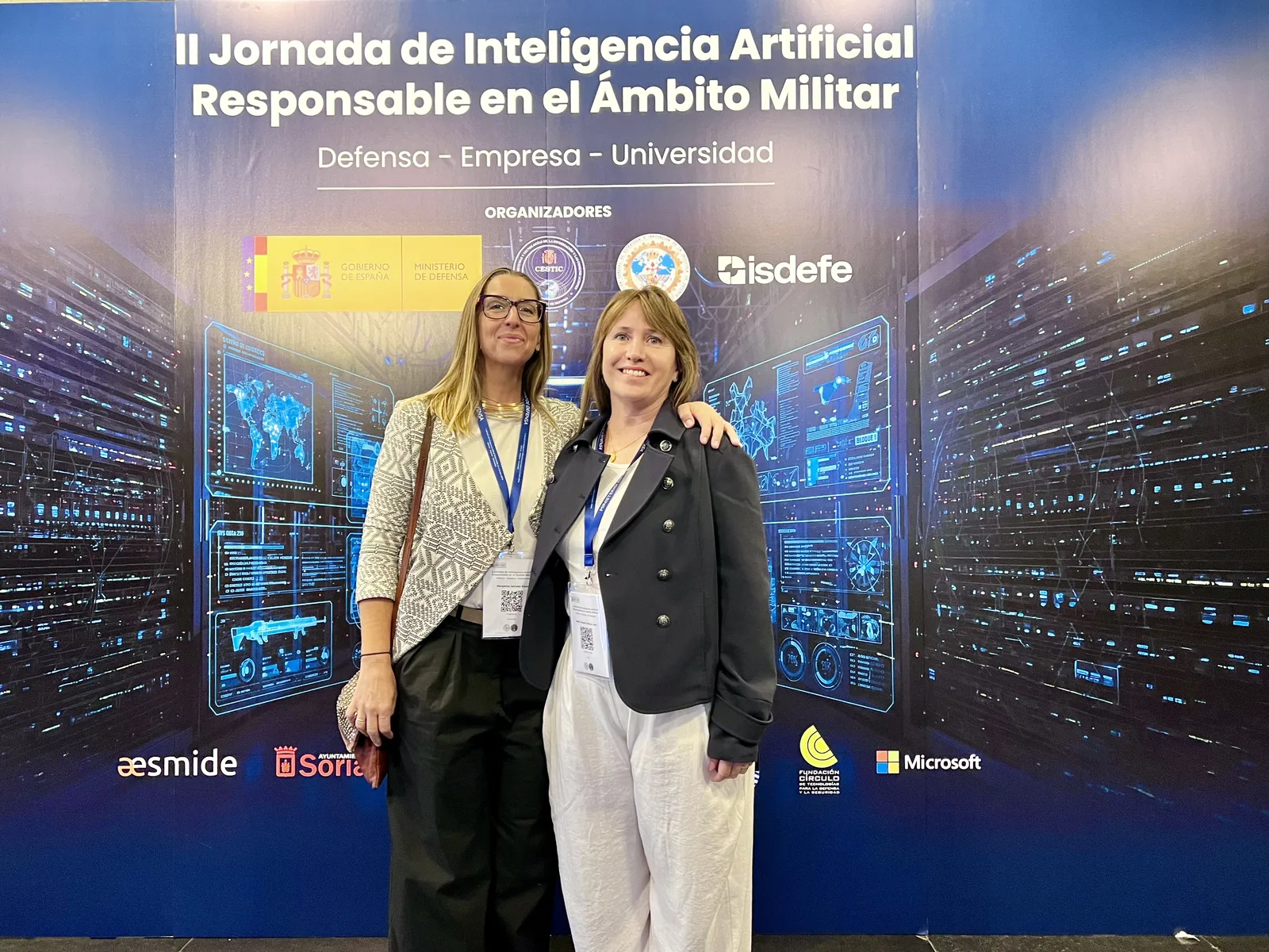 Marga Serrano and Mayte Tortosa at the 2nd Conference on Responsible Artificial Intelligence in the Military Sphere, held in Soria